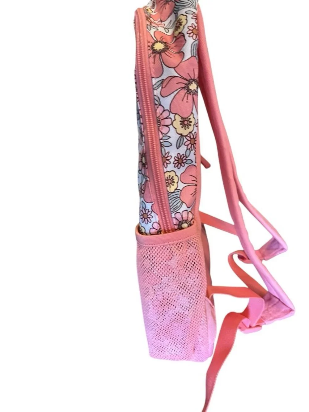 Cat & Jack Girls School Full Size 16 in Backpack Coral Orange Floral NWT